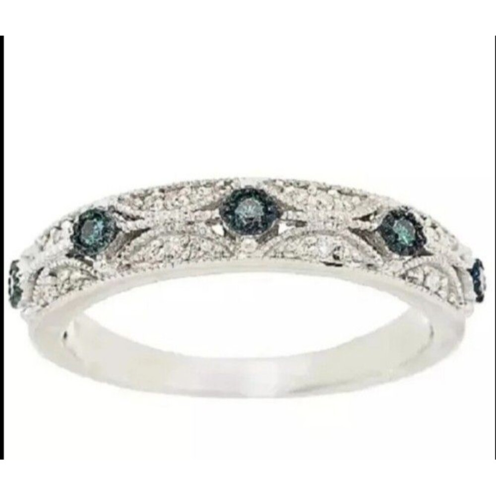 Affinity 1/5cttw Real Diamond Sterling Silver Estate Style Ring Size 7